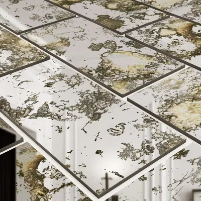 Immagine prodotto di Set di 21 piastrelle specchio effetto ruggine per la decorazione della parete