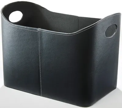 Obrázek produktu pro Koš na dřevo Kobolo 49x31x29/35 cm - Imitace kůže - černý - na palivové dřevo koše koše krabice skladování