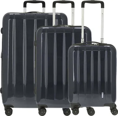 Produktbild von Check.IN 3-tlg. Kofferset LONDON 2.0 mit 4 Rollen - carbon blau