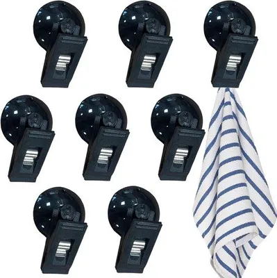 Produktbild von Raamklammern für Duschgitter - Stabiles Schneckenventil - 8 Stück - Schwarz - Kunststoff