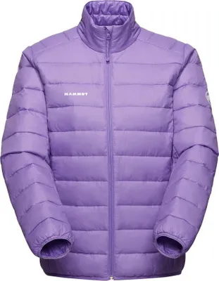 Lilafarbene gesteppte Jacke mit Stehkragen und durchgehendem Reißverschluss von Mammut