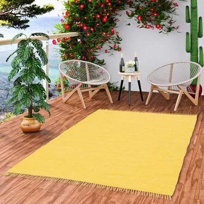 Produktbild von Baumwolle Natur Teppich Jolly Baumwolle Gelb, Größe:160x230 cm