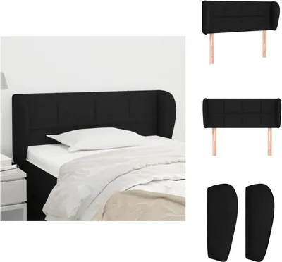 Produktbild von vidaXL Kopfteil mit Ohren Schwarz 93x23x78/88 cm Stoff -  Kopf- & Fußenden