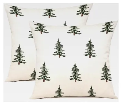 Produktbild von Kissenbezug 40x40 cm 2er Set Weihnachten Dekokissen Leinen Kissenhüllen für Sofa und Schlafzimmer