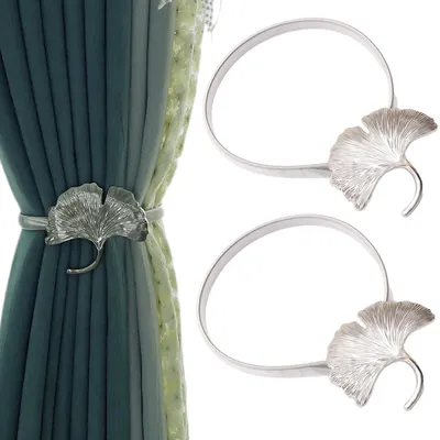Produktbild von 2 Raffhalter mit Metall- und Gummifederverschlüssen, Gardinenclips, Heimdekoration (silberfarben)