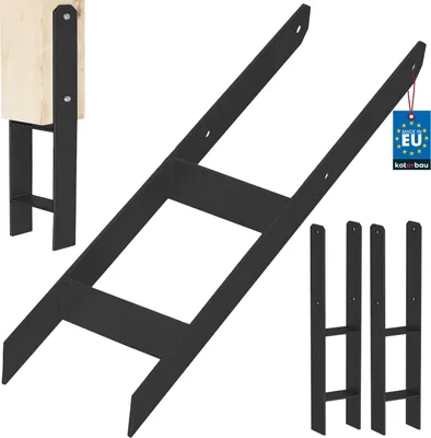 Immagine prodotto di KOTARBAU® 2 pz. Supporto per pali ad H da inserire nel calcestruzzo 140mm/600mm in acciaio zincato e verniciato a polvere nero scarpe per pali scarpe per pali base per pali con ancoraggio in calcestruzzo trave in acciaio ancoraggio in acciaio