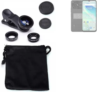 Produktbild von K-S-Trade Smartphone Kamera Linsen Set Kompatibel mit UMIDIGI G5 3in1 Clip-On Kamera Adapter Macro Weitwinkel FishEye Fischauge Objektiv Linse