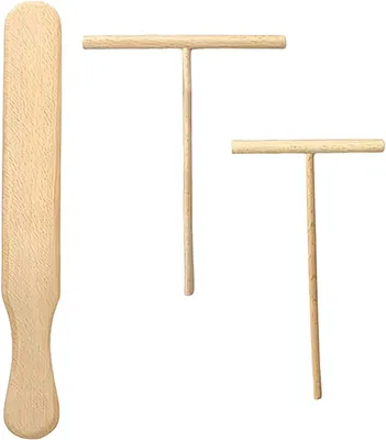 Produktbild von Crêpe-Wender und -Verteiler aus Naturholz, 18 cm – 2-in-1-Pfannkuchenspatel zum Verteilen und Wenden von Crêpes.