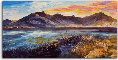 Produktbild von Coloray Acrylbild 120x60  Wandbild Acrylbilder Deko Malerei Berge Wasser Landschafts