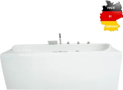 Produktbild von Basera CLASSIC Indoor Whirlpool Badewanne Palau 180 x 80 cm mit 20 Massagedüsen, Wasserfall, LED-Ambiente, Touchpanel, Bluetooth und Radio