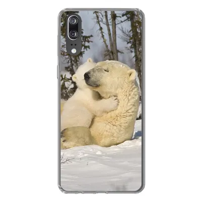 Produktbild von MuchoWow® Handyhülle Schutzhülle Hülle für Huawei P20 Eisbär - Schnee - Höhle - Jungtier Silikon Softcase Handy Hülle - Hardcover