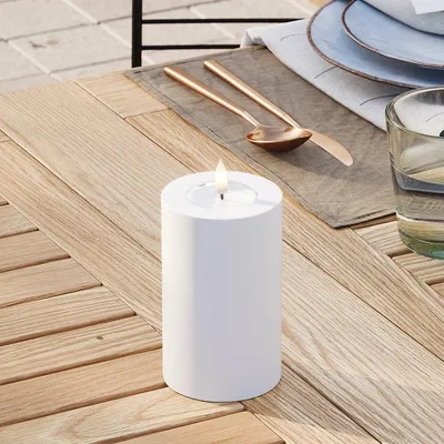 Image de Deluxe Homeart Bougie LED d'extérieur télécommandée 7,5x12,5 cm blanche