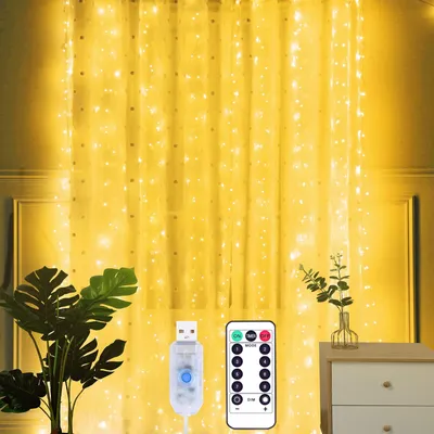 Productafbeelding van Lichtgordijn 3x2m LED lichtketting gordijn LED - IP65 waterdicht lichtgordijn decoratie voor slaapkamer - Feestdecoratie