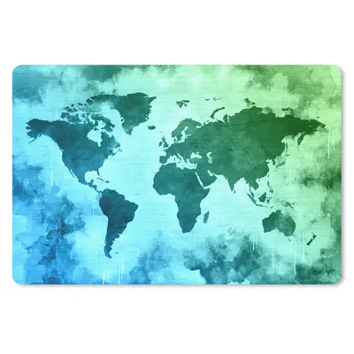 Produktbild von MuchoWow® Schreibtischunterlage Weltkarte - Blau - Grün 60x40 cm - XXL Mauspad - Großes Mauspad