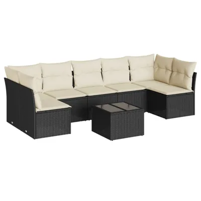 Produktbild von vidaXL 8-tlg. Garten-Sofagarnitur mit Kissen Schwarz Poly Rattan