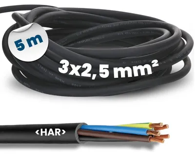 Image de Câble en caoutchouc 3G2,5 H07RN-F - 3 x 2,5 mm² - Noir