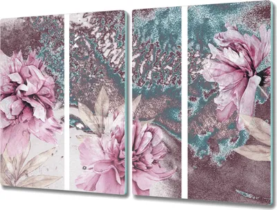 Produktbild von Coloray Herdabdeckplatte 2x40x52 cm Schneidebrett Kochplattenabdeckung Küchenbrett Hackbrett - Blumen Blumen Pflanzen