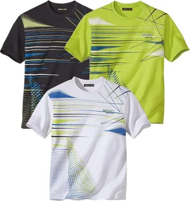 Produktbild von Atlas For Men - T-Shirt für Herren - Sport(3er-Pack) AF1310 (M) (Schwarz/Grün/Weiß)
