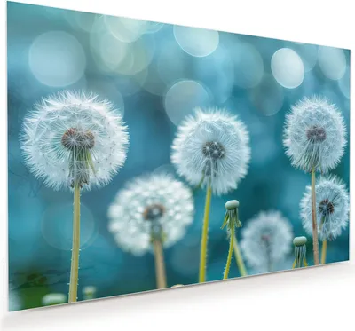 Produktbild von Glasbild 120x80cm in XXL für Wohnzimmer, Schlafzimmer Motiv Löwenzahnwiese