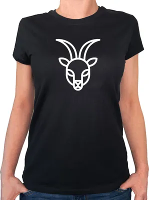 Produktbild von Huuraa Damen T-Shirt Steinbock Sternzeichen Symbol XL Black Bio Baumwolle Fairtrade Damenshirt Geschenkidee
