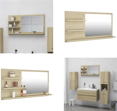 Produktbild von vidaXL Badspiegel Sonoma Eiche 90x10,5x45 cm Holzwerkstoff - Spiegel - Badspiegel - Badezimmerspiegel - Badezimmer Spiegel