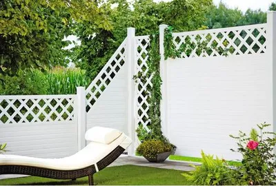 Produktbild von Zaun Abschlusselement Lightline Rankgitter rechts 90 x 180/90 cm weiß
