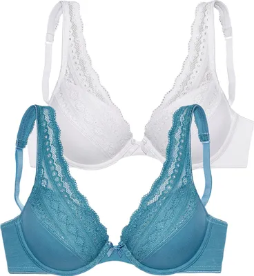 Produktbild von PETITE FLEUR Push-up-BH blau+weiß Größe 70 D