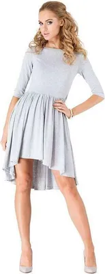 Immagine prodotto di Damen Minikleid Asymmetrisch Top Kleid 3/4 Arm; Grau/L/XL 40/42