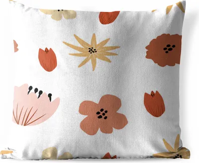 Produktbild von MuchoWow® Outdoor Kissen - Blumen - Weiß - Abstrakt - Muster - 45x45 cm - Wetterfest - Lounge Kissen - Fotokissen - Dekoratives Kissen
