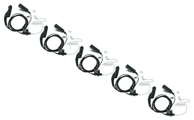 Produktbild von vhbw 5x Headset kompatibel mit Motorola DP3600, DP3601, XiR P8200, XiR P8208 Funkgerät mit PTT Mikrofon - transparent, schwarz, Akustikschlauch