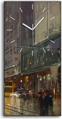 Produktbild von Wanduhr Bürouhr Leinwand Bild 30x60 Kunst städtische Stadt Straße Malerei - weiße Hände