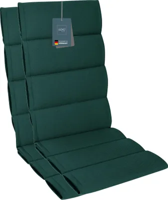 Produktbild von LILENO HOME Gartenstuhl Auflagen als [2er Set - Hochlehner] in Petrol Sundance - bequeme Liegen als Sitzauflagen für Gartenmöbel - Stuhlkissen für Gartenstühle und Klappstühle