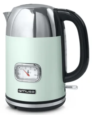 Produktbild von MUSE Retro Wasserkocher 1,7 L mit Temperaturanzeige, Filter, Pastellgrün