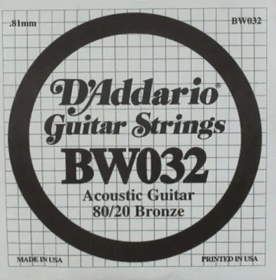 Produktbild von D'Addario BW032 80/20 BRONZE 032 Einzelsaite für Gitarre