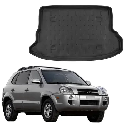 Produktbild von SCOUTT | Kofferraumwanne Laderaumwanne Kompatibel mit Hyundai Tucson 2004-2010, mit Hoher Rand, Kofferraum-Schutzmatte, Geriffelt, Aufrollbar, Schwarz