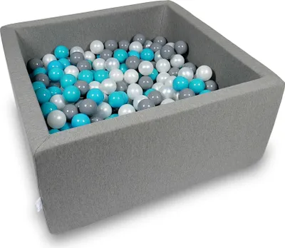 Produktbild von Trockenbecken 90x90x40cm grau mit 400 Bällen: türkis, grau, perl