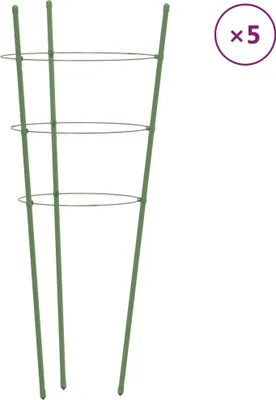 Zdjęcie produktu dla vidaXL Podpory do roślin z 3 pierścieniami 5 szt. Zielony 75 cm stal