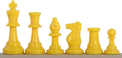 Produktbild von Staunton Schachfiguren Nr. 6, Gelb, 17 Figuren, König 96 mm, mit Doppeldame