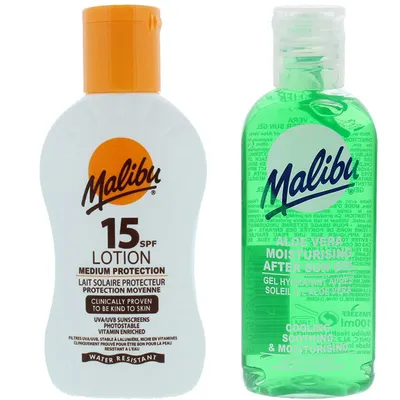 Obrázok produktu pre Malibu vodoodolné mlieko SPF15 100ml + Aloe po opaľovaní 100ml