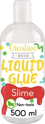 Produktbild von Creative Deco Slime Bastel-kleber Flüssig-kleber PVA | 500 ml Klebstoff für Kunstprojekte Papier Karton | Kleber zum Basteln | Ungiftig | Waschbarer Schulkleber | Hohe Effizienz | Transparente