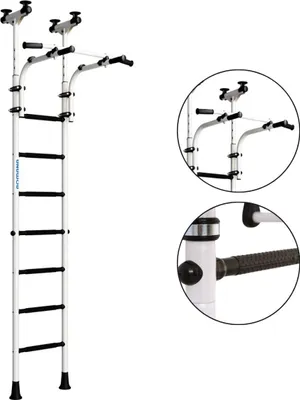 Produktbild von Sprossenwand Teenager mit Klimmzugstange – höhenverstellbar, Spannmontage, bis 100 kg