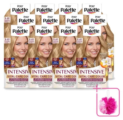 Zdjęcie produktu dla 12 sztuk farby do włosów Poly Palette Vital Care, odcień 9-40, naturalny blond, pojemność 115 ml - zestaw ekonomiczny