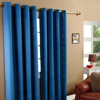 Produktbild von HOMESCAPES Gardinen mit Ösen Rajput blau im 2er Set, 182 x 165 cm