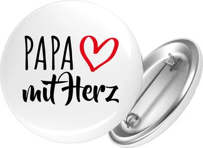 Produktbild von Huuraa Button Papa mit Herz 59mm rund mit Sicherheitsnadel Ansteckbutton Geschenkidee