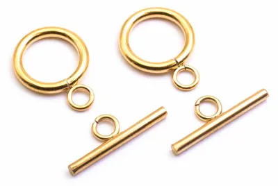Produktbild von Vintageparts Knebelverschlüsse 304 Edelstahl goldfarben Gliederketten 2 Set