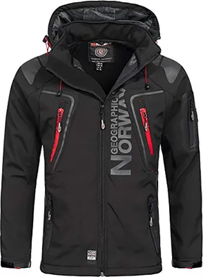 Obrázek produktu pro pánská softshellová bunda GEOGRAPHICAL NORWAY s odepínatelnou kapucí Barva: Černočervená, Velikost: S