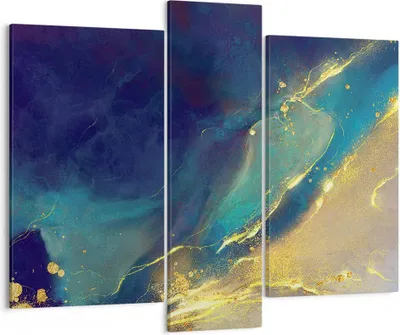 Produktbild von Bild auf Leinwand - Leinwandbild - 3 Teile - Gold Granate Abstraktion - 95x80cm - Wand Bild - Wanddeko - Wandbilder - Leinwanddruck - Bilder - Wanddekoration - Leinwand bilder - CB95x80-4753