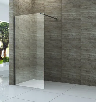 Produktbild von Duschwand DIDIVO mit schwarzen Anbauteilen in 120 x 200 cm