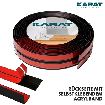 Produktbild von Weichsockelleiste Riga in drei Farben und Längen 19 x 19 mm Schwarz Länge: 15 m