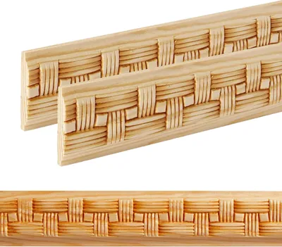 Produktbild von Holz Profilleiste in 38 x 6 x 1000 mm | 2er Set - 2 Meter | Prägeleiste aus Kiefernholz PK-371 mit 3D Flecht-Motiv
